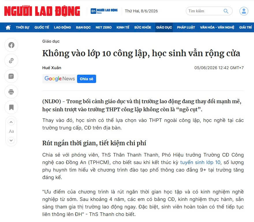 Học sinh chương trình 9+ tại DAP